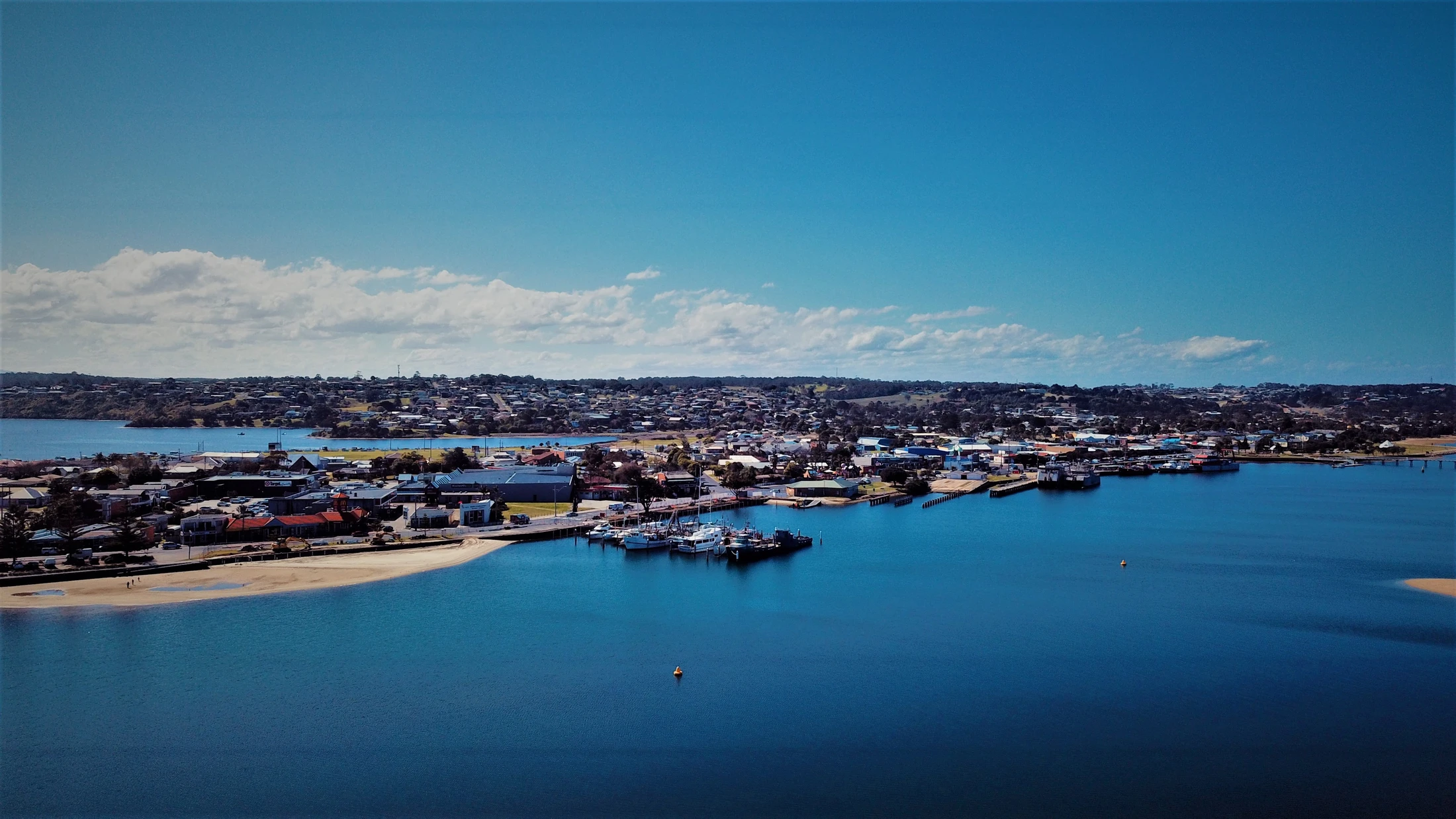 Aerial view of Lakes Entrance