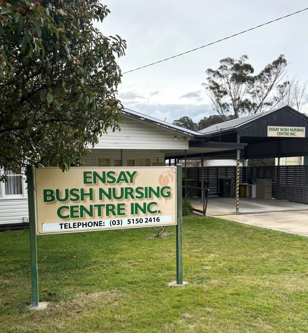 The front sign of the Ensay Bush Nursing Centre on the Great Alpine Road