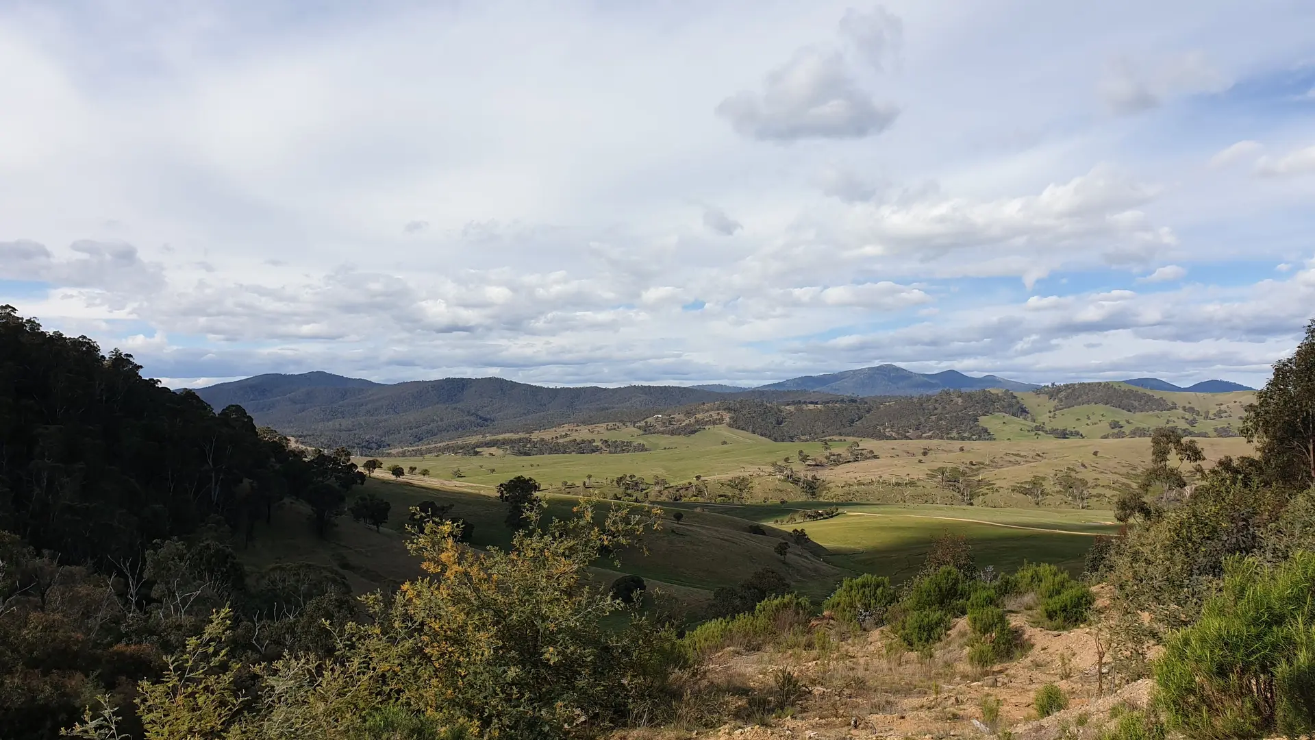 Green valley and ranges in the East Gippsland high country near Omeo